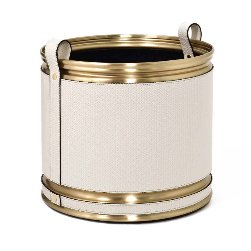 Leather Wheeled Cachepot | Pinetti  | italianfurniture.com