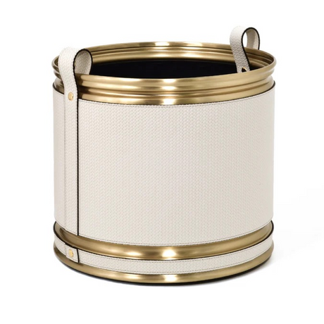 Leather Wheeled Cachepot | Pinetti  | italianfurniture.com