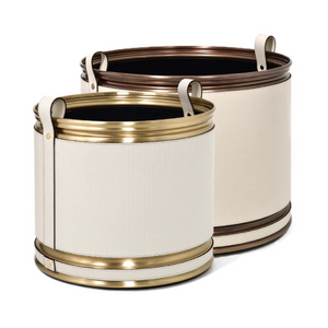 Leather Wheeled Cachepot | Pinetti  | italianfurniture.com