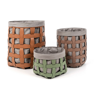Handwoven Leather Basket L | Pinetti Hook | Italianfurniture.com