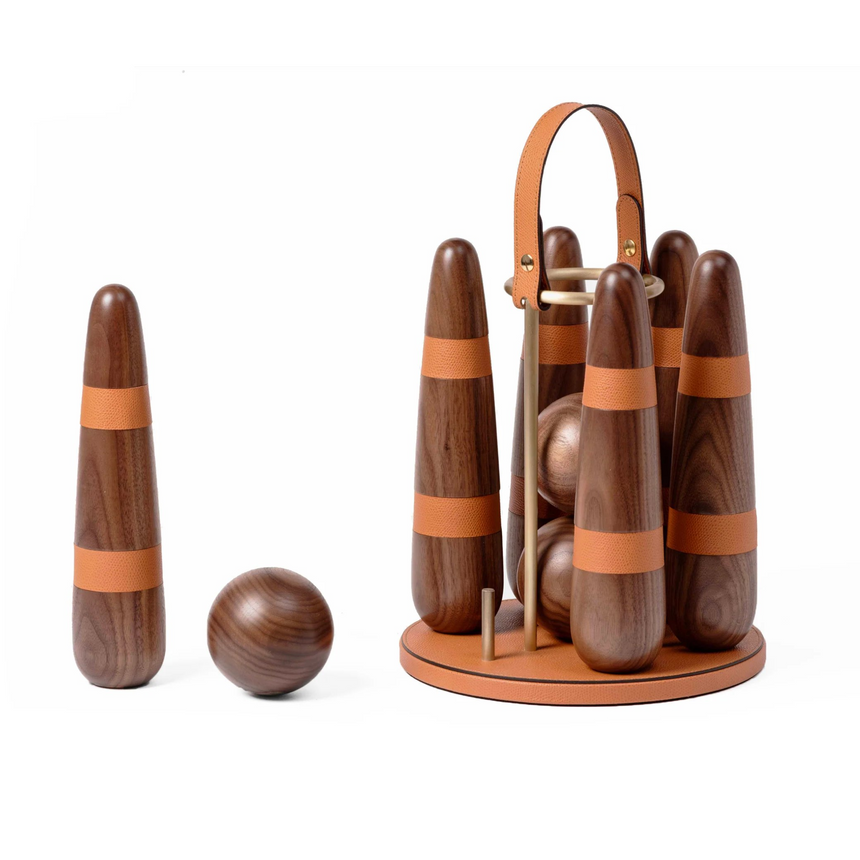 Walnut Wood Bowling Set | Pinetti | Italianfurniture.com