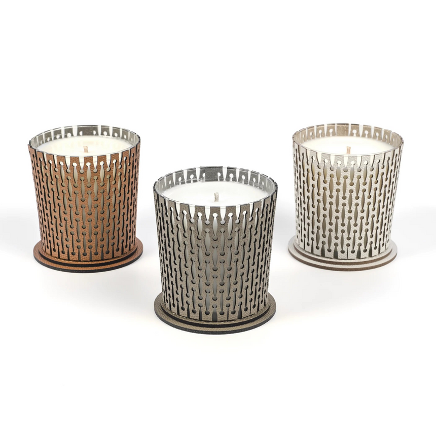 Leather Covered Glass Candle | Pinetti | Italianfurniture.com