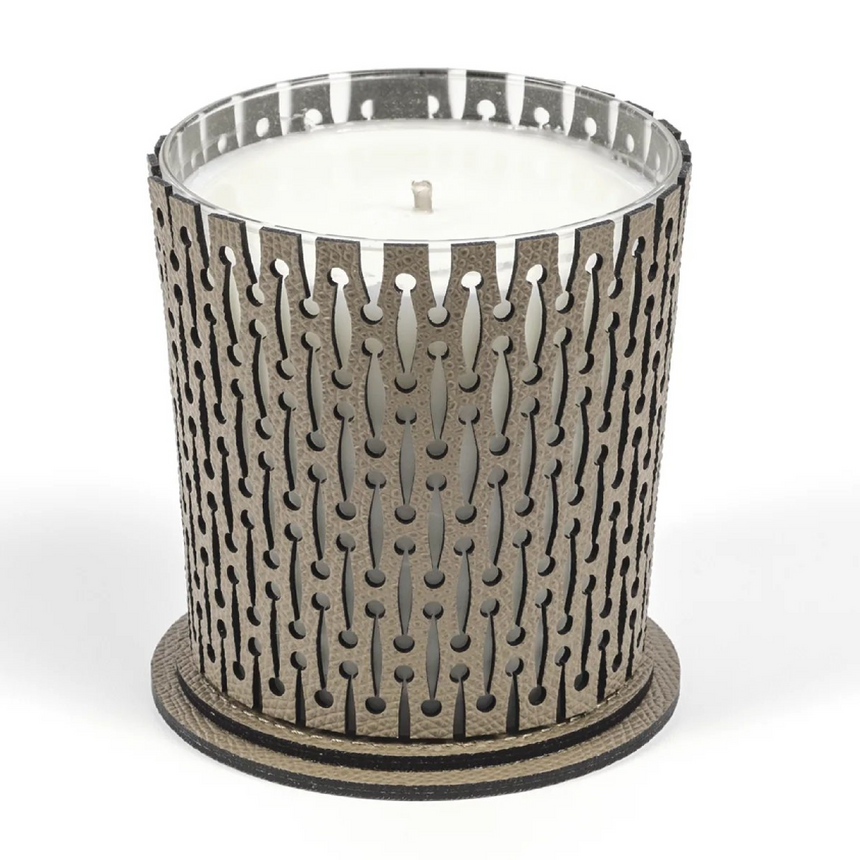 Leather Covered Glass Candle | Pinetti | Italianfurniture.com