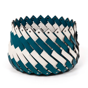 Bicolor Leather Basket | Pinetti Almeria | Italianfurniture.com