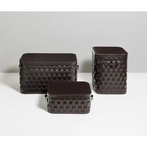 Tall Rectangular Leather Basket L | Pinetti Demetra | Italianfurniture.com
