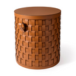 Lidded Woven Leather Short Basket | Pinetti Demetra | Italianfurniture.com