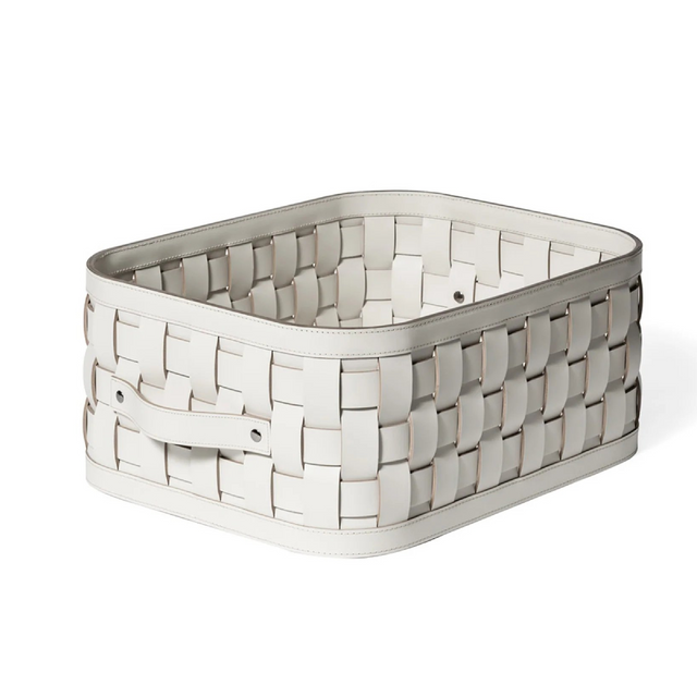 Rectangular Woven Leather Basket S | Pinetti Demetra | Italianfurniture.com