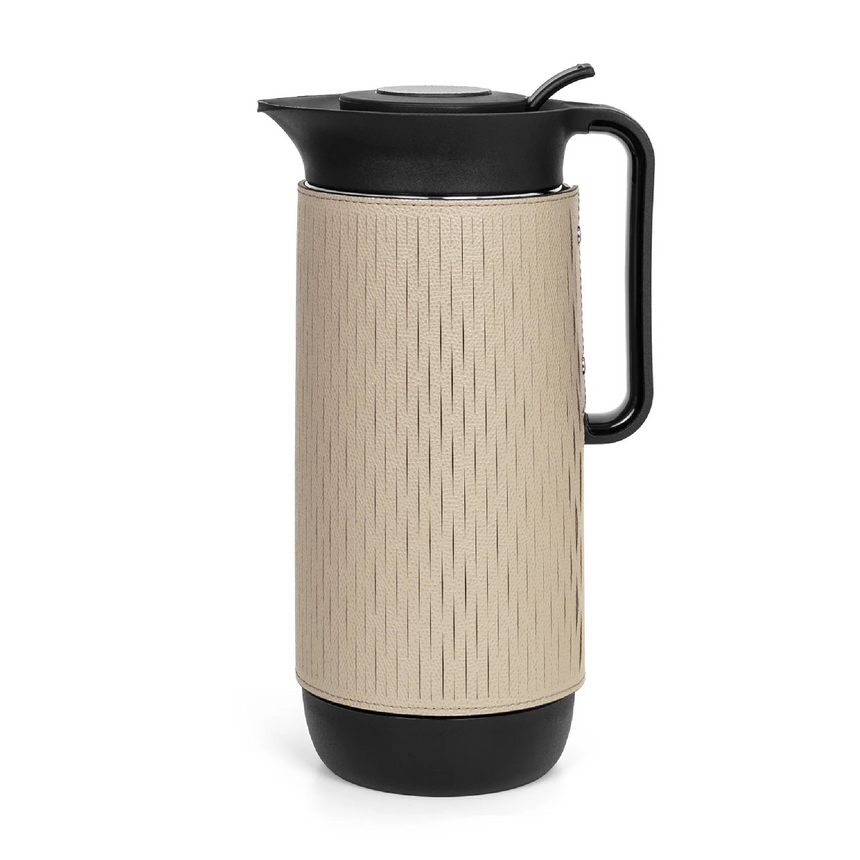 Grained Leather Covered Thermal Carafe | Pinetti Mocha | Italianfurniture.com