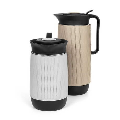 Grained Leather Covered Thermal Carafe | Pinetti Mocha | Italianfurniture.com