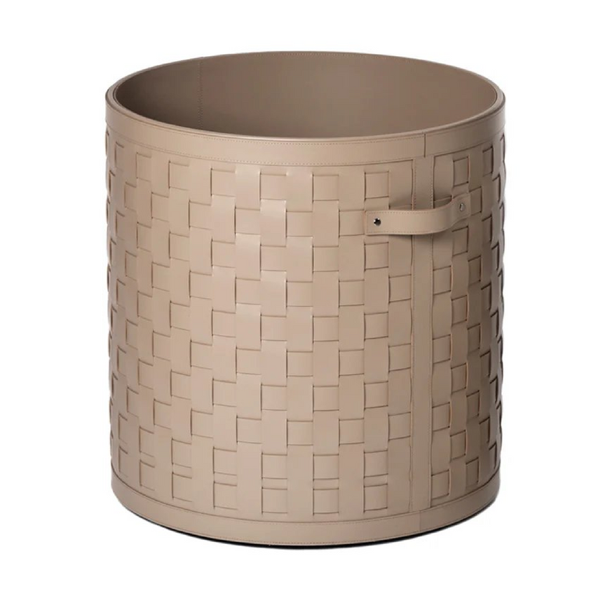 Wheeled Woven Leather Basket | Pinetti Demetra | Italianfurniture.com