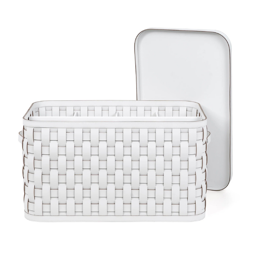 Woven Leather Shoes Basket | Pinetti Demetra | Italianfurniture.com