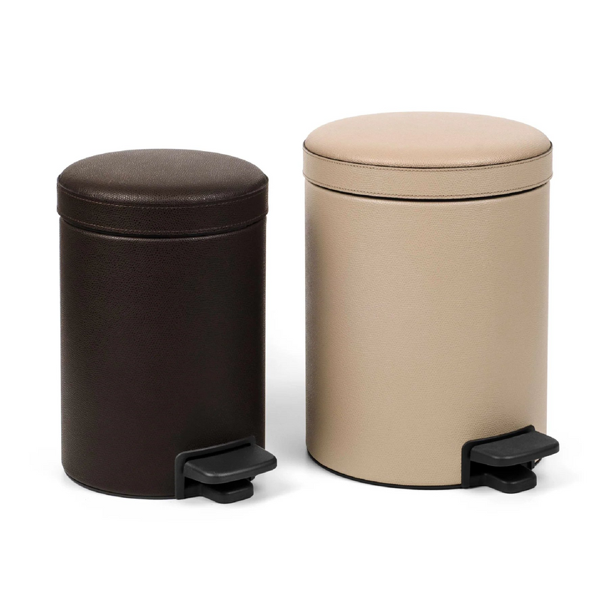 Leather Round Pedal Bin | Pinetti | Italianfurniture.com