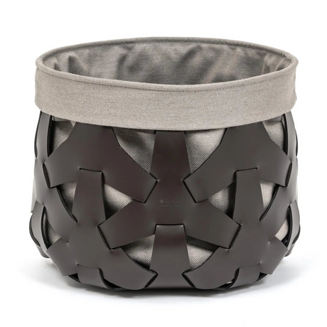 Woven Leather Round Basket S | Pinetti Granada | Italianfurniture.com