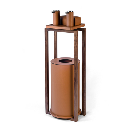 Walnut Framed Leather Sanitizing Stand | Pinetti Igea | Italianfurniture.com