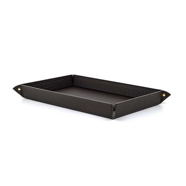 Rectangular Studded Leather Trinket Tray | Pinetti Rigid | italianfurniture.com