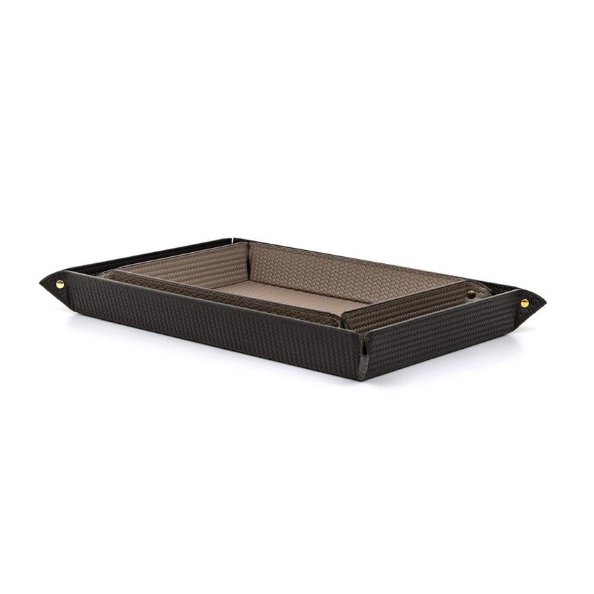 Rectangular Studded Leather Trinket Tray | Pinetti Rigid | italianfurniture.com