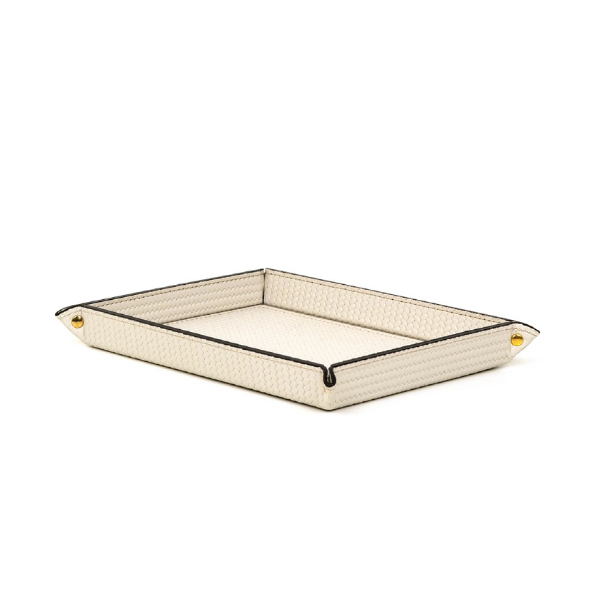 Rectangular Studded Leather Trinket Tray | Pinetti Rigid | italianfurniture.com