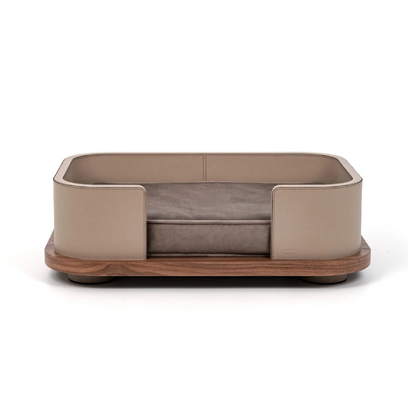 Taupe Leather Cushioned Pet Bed | Pinetti | Italianfurniture.com