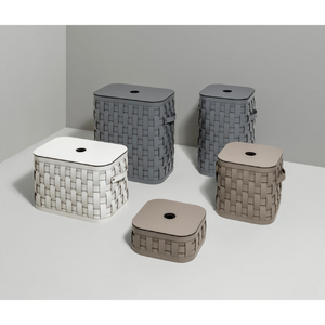 Flat Lidded Leather Square Basket L | Pinetti Demetra | Italianfurniture.com
