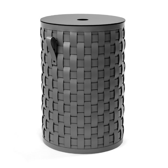Flat Lidded Leather Tall Basket | Pinetti Demetra | Italianfurniture.com