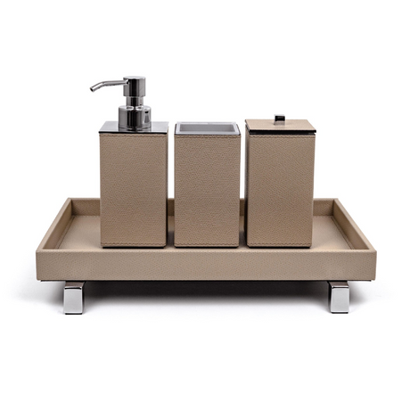 Square Leather Bathroom Set | Pinetti Poseidon | Italianfurniture.com