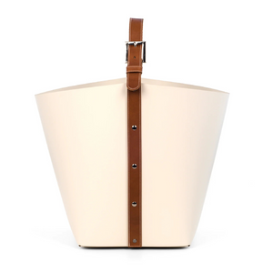 Flared Leather Basket with Handle | Pinetti Ovo | italianfurniture.com
