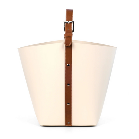 Flared Leather Basket with Handle | Pinetti Ovo | italianfurniture.com