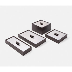 Calfskin Leather Rectangular Box | Pinetti Iside | Italianfurniture.com