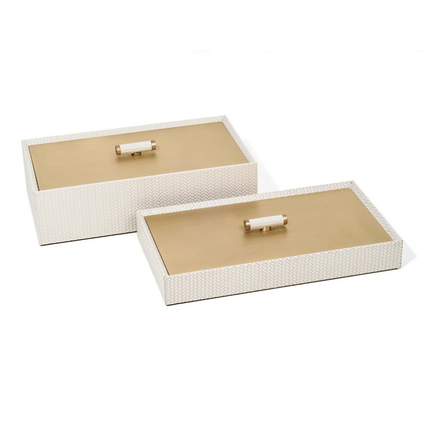 Calfskin Leather Rectangular Box | Pinetti Iside | Italianfurniture.com