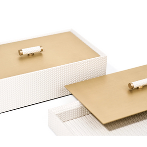 Calfskin Leather Rectangular Box | Pinetti Iside | Italianfurniture.com