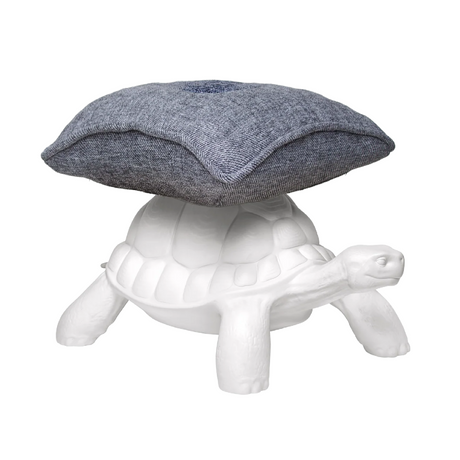 White Sculptured Pouf | Qeeboo Turtle Carry | Italianfurniture.com