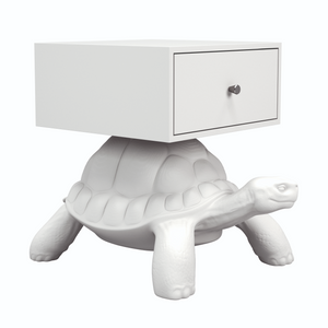 White 1-Drawer Bedside Table | Qeeboo Turtle Carry | Oroatrade.com