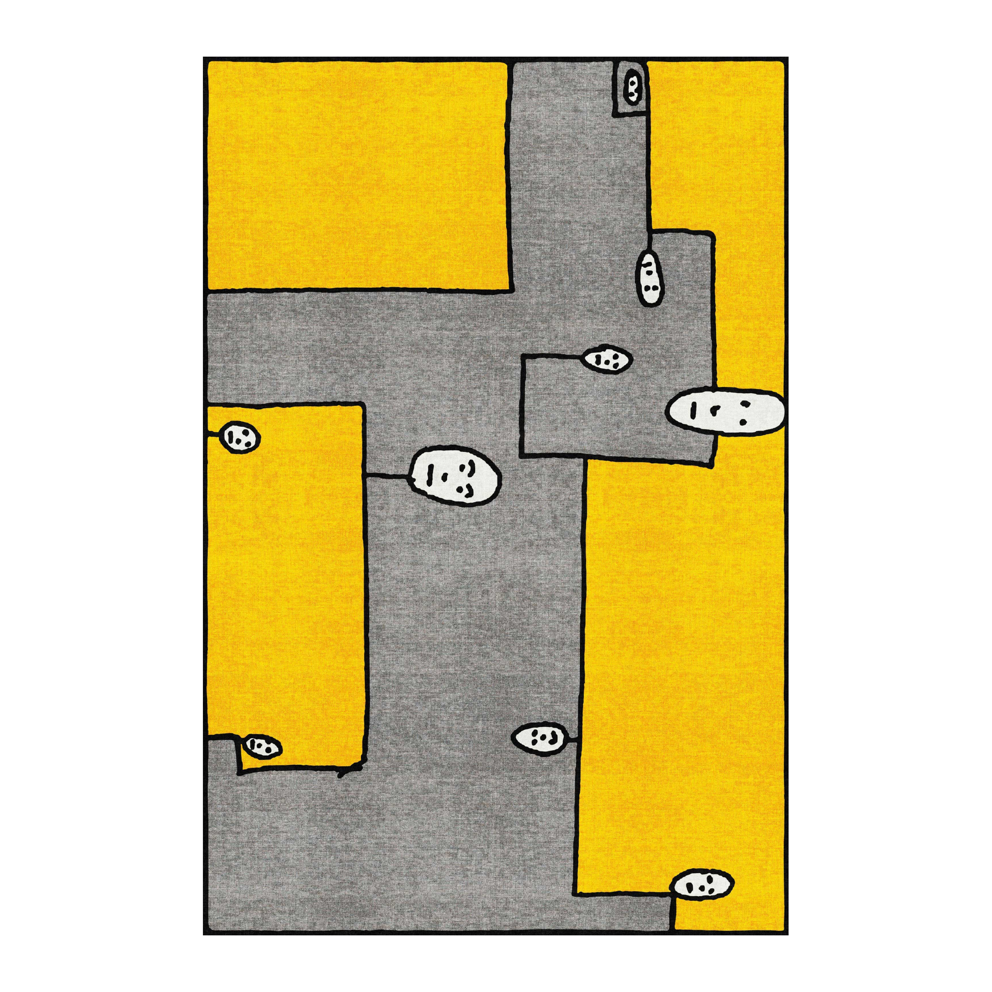 Illustrated Yellow Rug 10' x 6'7" | Qeeboo Dog | Italianfurniture.com