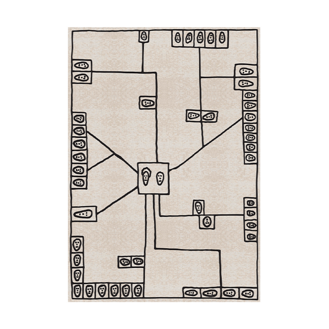 Beige Face Drawing Carpet | Qeeboo Map | Italianfurniture.com