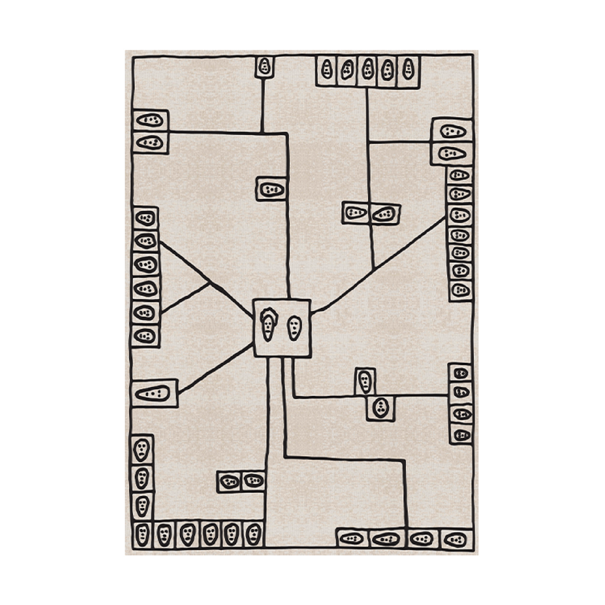 Beige Face Drawing Carpet | Qeeboo Map | Italianfurniture.com