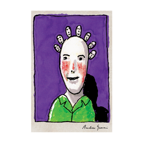 Human Face Drawing Carpet 6'7" x 10' | Qeeboo Purple Family | Italianfurniture.com