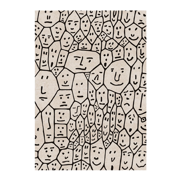 Face Illustration Beige Rug 10' x 6'7" | Qeeboo People One | Italianfurniture.com