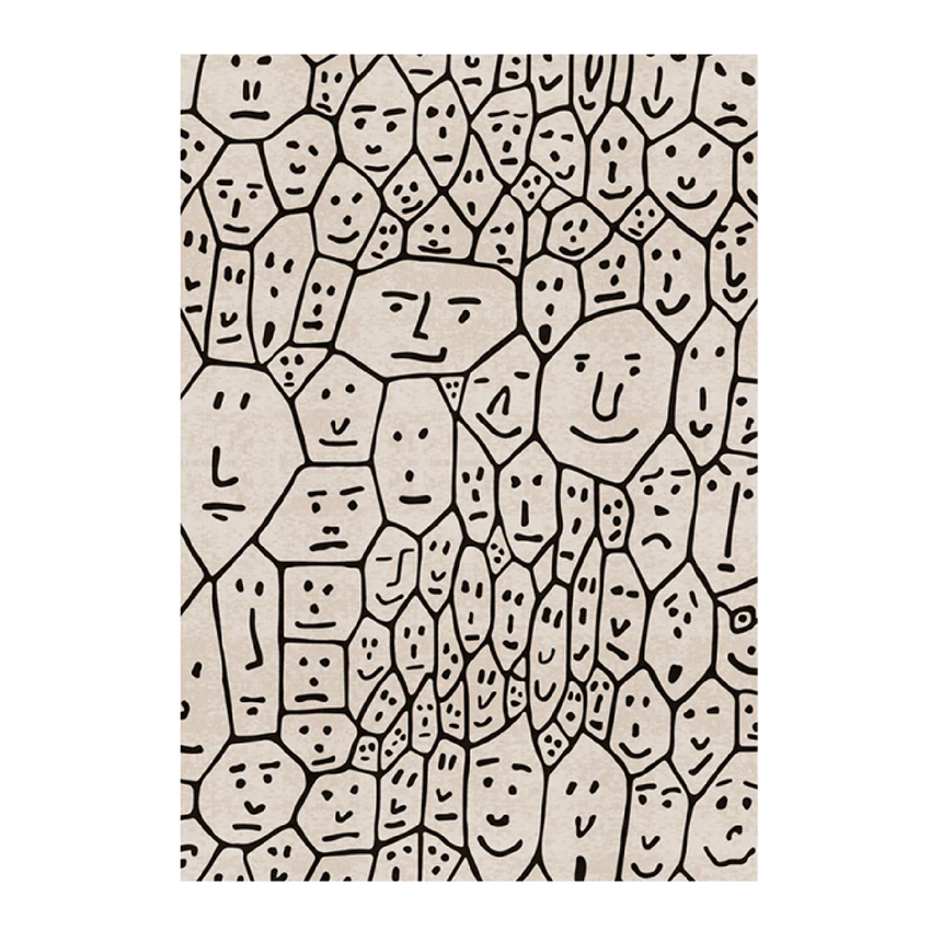 Face Illustration Beige Rug 10' x 6'7" | Qeeboo People One | Italianfurniture.com