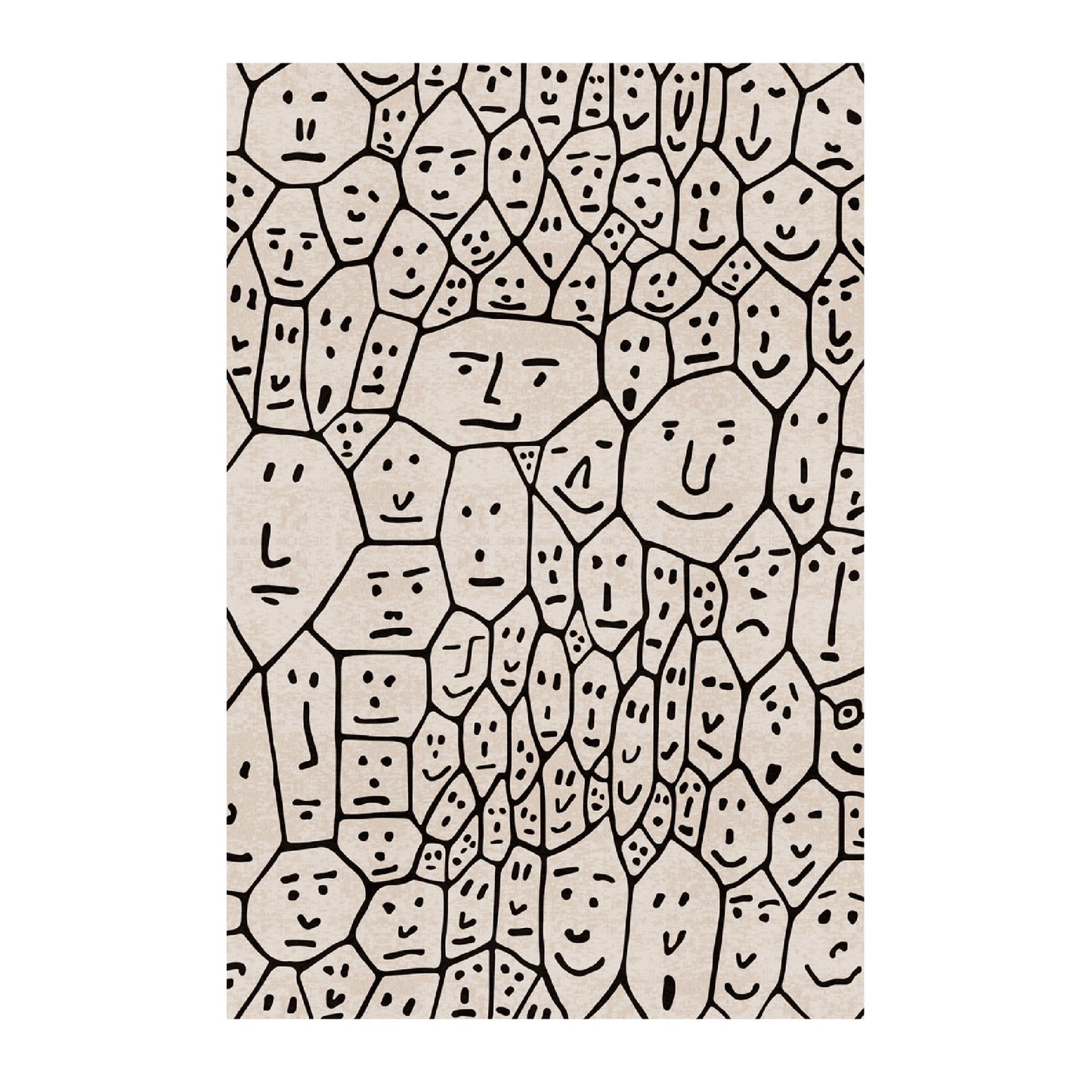 Face Illustration Beige Rug 10' x 6'7" | Qeeboo People One | Italianfurniture.com