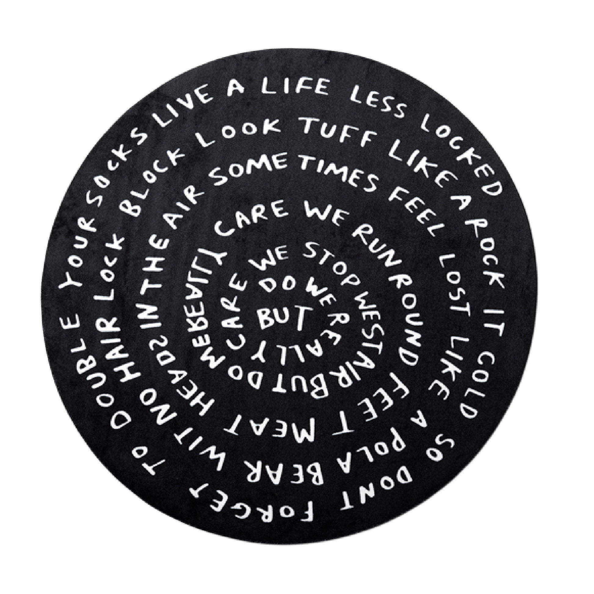 Black Round Rug | Qeeboo Circular Chronicles | Italianfurniture.com