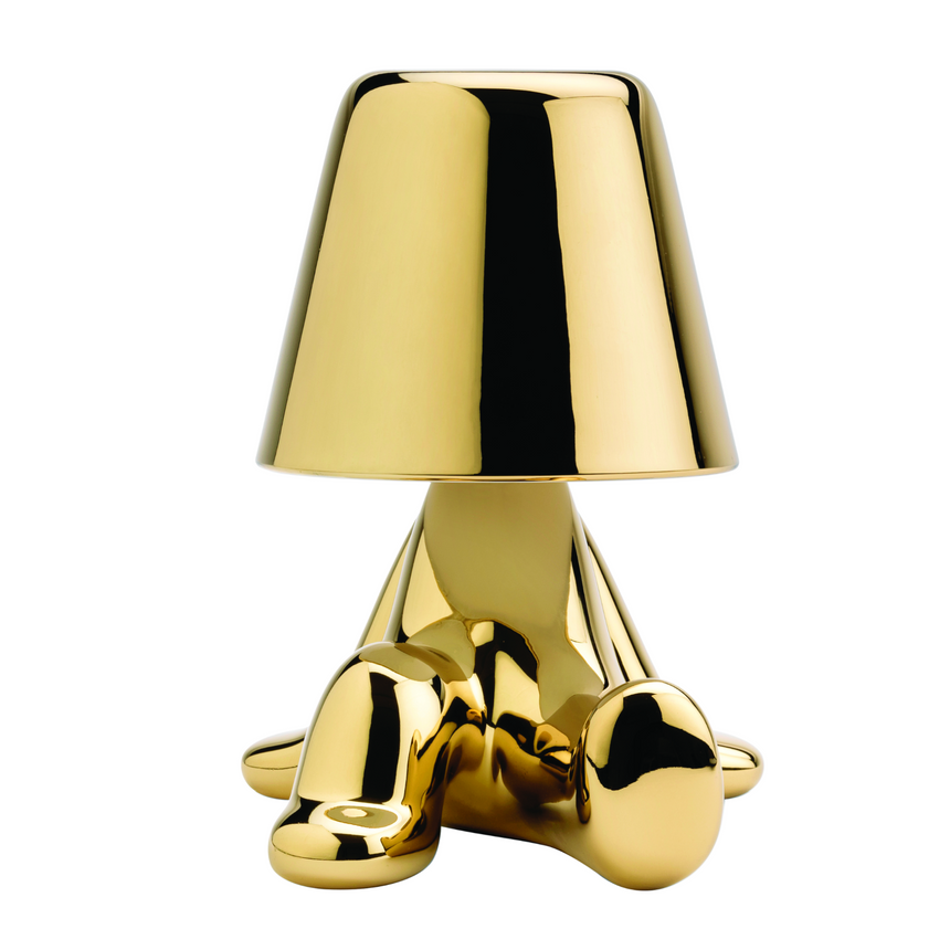 Metallic Child Figurine LED Lamp | Qeeboo Golden Brothers Bob | Italianfurniture.com