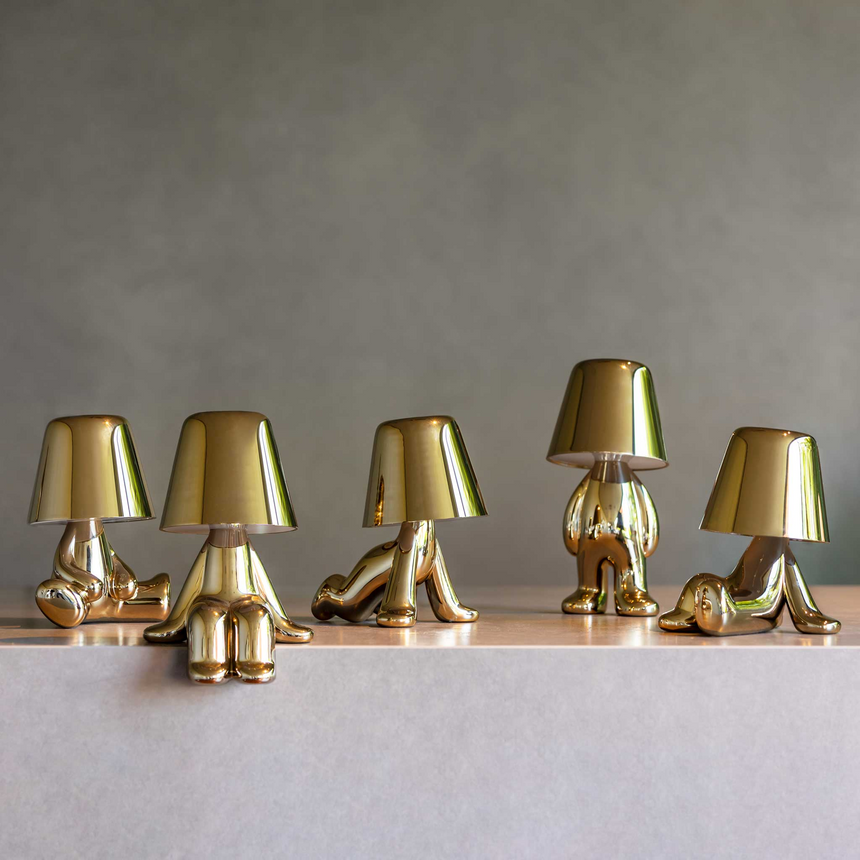 Metallic Child Figurine LED Lamp | Qeeboo Golden Brothers | Italianfurniture.com