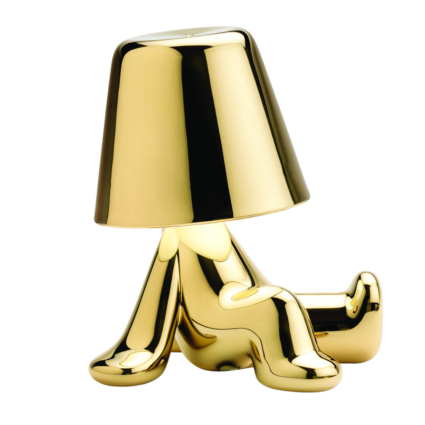 Metallic Child Figurine LED Lamp | Qeeboo Golden Brothers Bob | Italianfurniture.com