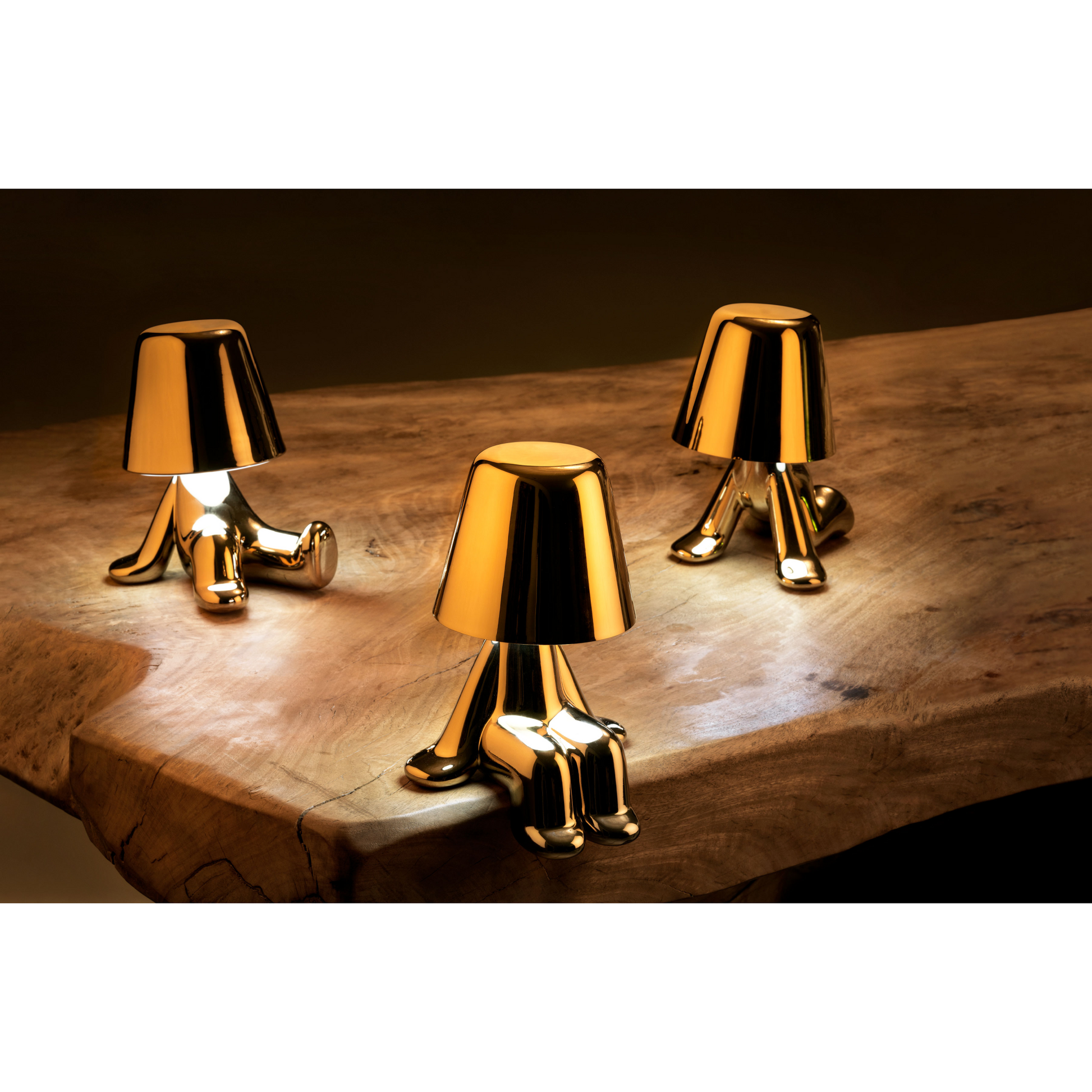 Metallic Child Figurine LED Lamp | Qeeboo Golden Brothers Bob | Italianfurniture.com