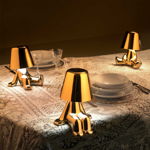 Metallic Child Figurine LED Lamp | Qeeboo Golden Brothers | Italianfurniture.com