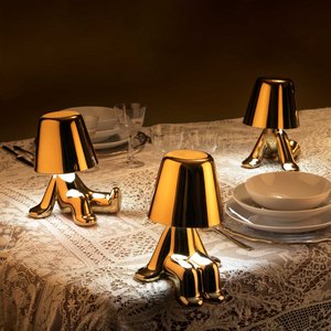 Metallic Child Figurine LED Lamp | Qeeboo Golden Brothers Bob | Italianfurniture.com