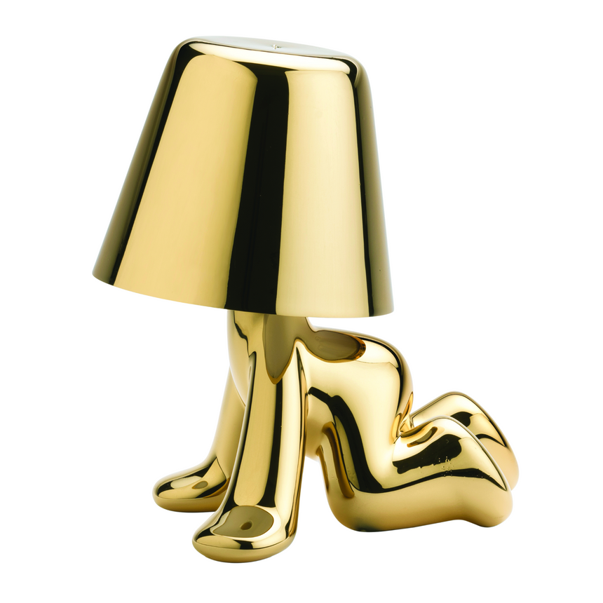 Metallic Child Figurine LED Lamp | Qeeboo Golden Brothers | Italianfurniture.com