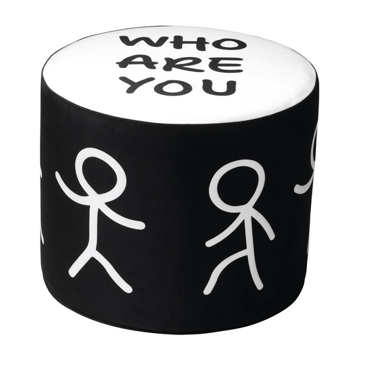 Stylized Drawing Cylinder Pouf S | Qeeboo Who Are You | Italianfurniture.com