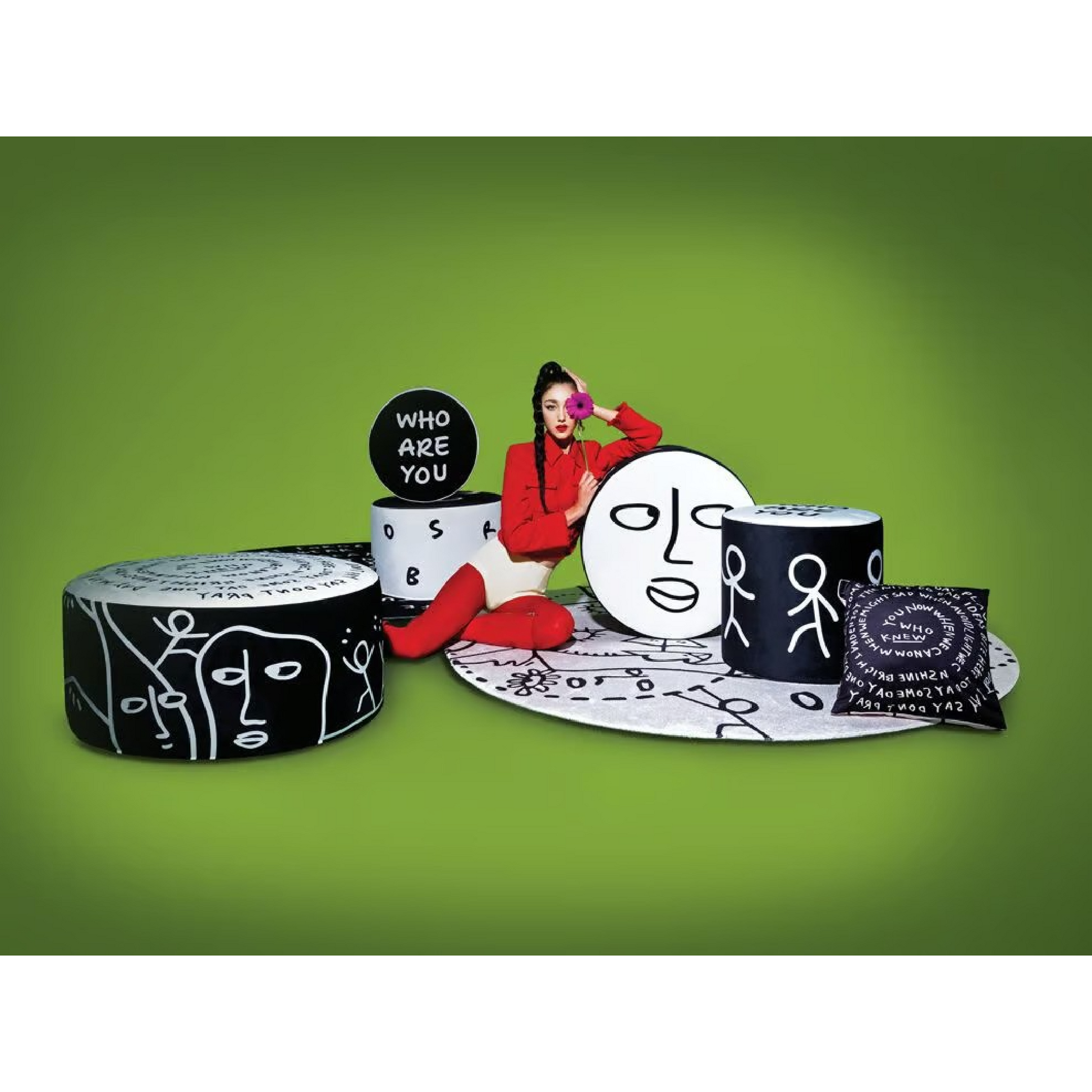 Stylized Drawings Pillow | Qeeboo Orbit Odes | Italianfurniture.com