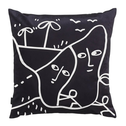 Black Drawn Pillow  | Qeeboo Peaceful Place | Italianfurniture.com